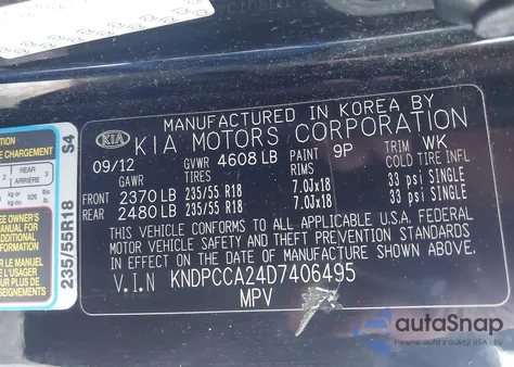 2013 Kia Sportage Ex from USA, damaged, VIN KNDPCCA24D7406495